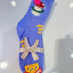 Cozy Blue Fuzzy Socks with Cute Design